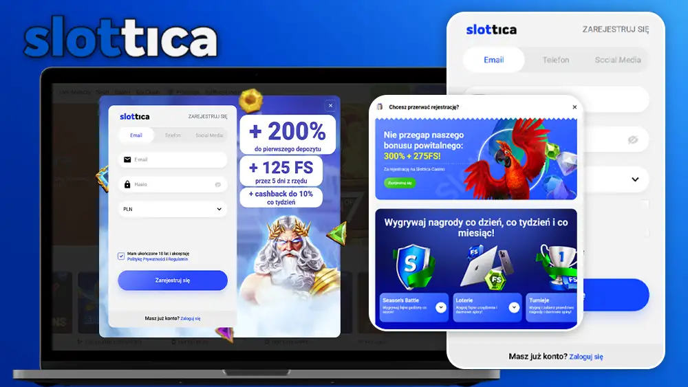 Rejestracja konta w serwisie Slottica